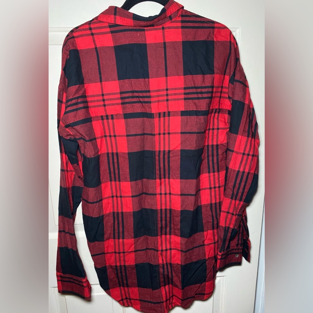 Old Navy Women's Boyfriend Buffalo Plaid Lumberjack Cotton Button Down Shirt, M - Picture 2 of 3
